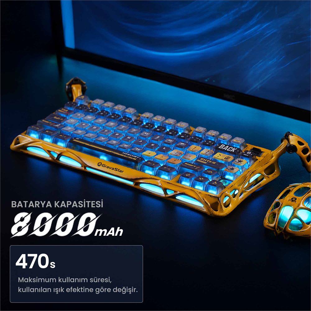 GravaStar Mercury K1 Pro Mekanik Gaming Klavye ve X Kablosuz Optik
