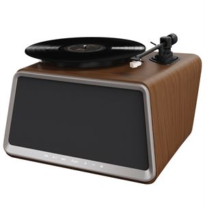 Hym Originals Seed Retro Pikap Plakçalar Dahili Bluetooth Hoparlörlü 80W RMS Aux, RCA Çıkışlı All-in-One Hi-Fi Ses Sistemi, Ceviz Ağacı