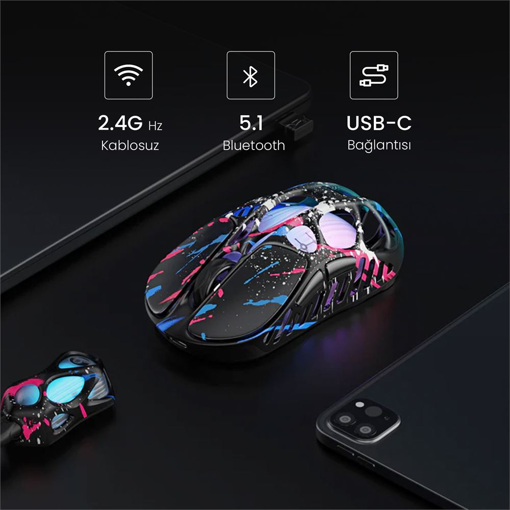 GravaStar Mercury XPro RGB 32K DPI Optik Gaming Mouse+8K Dongle ...