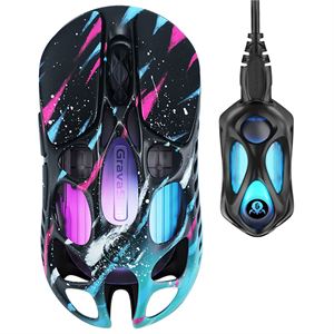 GravaStar Mercury XPro RGB 32.000 DPI Optik Gaming Mouse+8K Dongle, Kablosuz, Neon Graffiti