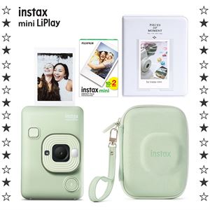 Instax mini LiPlay Matcha Green Fotoğraf Makinesi 20'li Film Albüm ve Çanta Hediye Seti