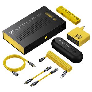 Aohi The Future Creative Power 8-in-1 240W Type-C to Type-C 40Gbps Veri Transferi, 8K Görüntü Destekli Süper Hızlı Şarj Kablosu, Youth 140W 3 Portlu Şarj Adaptörü Seti
