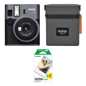 Instax Mini 41 Siyah Analog Şipşak Fotoğraf Makinesi 20'li Film ve Çanta Seti
