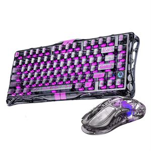 GravaStar Mercury V75 Lite Hall Effect, Rapid Trigger 8.000 Hz Kablolu Manyetik Klavye + M2 26.000 DPI RGB Kablosuz Mouse Oyuncu Seti, Şeffaf Siyah