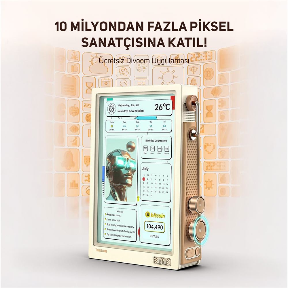 Divoom Times Frame 10.1 Akıllı Kişiselleştirilebilir Dijital