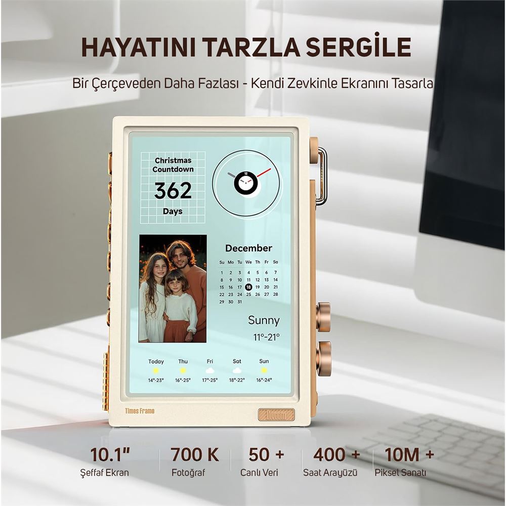 Divoom Time Frame 白 Divoom Times Frame 10.1 Akıllı Kişiselleştirilebilir Dijital