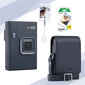 Instax Mini Liplay Plus Midnight Blue Fotoğraf Makinesi, 20'li Film Çanta ve Kıskaç Hediye Seti