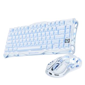 GravaStar Mercury K1 Mekanik Gaming Klavye ve M1 Pro Kablosuz Optik Mouse Seti, Ice Blue