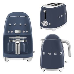 Smeg Navy Blue® Özel Seri Kettle & 1x2 Ekmek Kızartma Makinesi ve Filtre Kahve Makine Seti