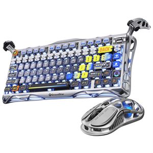 GravaStar Mercury K1 Pro Mekanik Gaming Klavye ve M1 Pro Kablosuz Optik Mouse Seti, Interstellar Silver