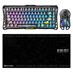 Gravastar K1 Lite Mekanik Gaming Klavye, M2 Kablosuz Optik Mouse ve Mousepad Oyuncu Seti, Stealth Black