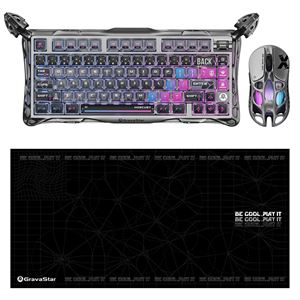 Gravastar K1 Pro Mekanik Gaming Klavye, X Kablosuz Optik Mouse ve Mousepad Oyuncu Seti, Cyberpunk