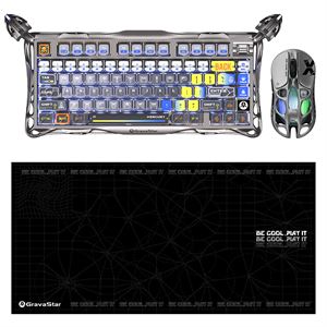 Gravastar K1 Pro Mekanik Gaming Klavye, X Kablosuz Optik Mouse ve Mousepad Oyuncu Seti, Interstellar Silver
