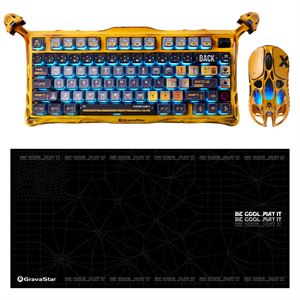 Gravastar K1 Pro Mekanik Gaming Klavye, X Kablosuz Optik Mouse ve Mousepad Oyuncu Seti, Battle-Worn Yellow