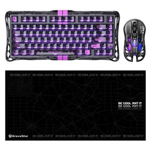 Gravastar V75 Lite Manyetik Kablolu Gaming Klavye, M2 Kablosuz Optik Mouse ve Mousepad Oyuncu Seti, Stealth Black