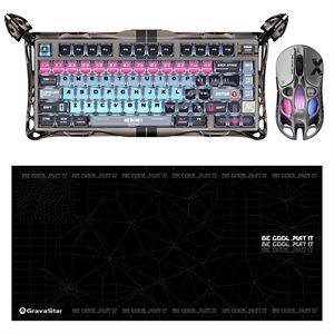 Gravastar V75 Pro Manyetik Kablolu Gaming Klavye, XPro Kablosuz Optik Mouse ve Mousepad Oyuncu Seti, Cyberpunk
