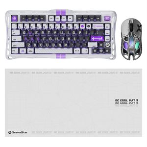 Gravastar V75 Manyetik Kablolu Gaming Klavye, XPro Kablosuz Optik Mouse ve Mousepad Oyuncu Seti, Mecha Gray