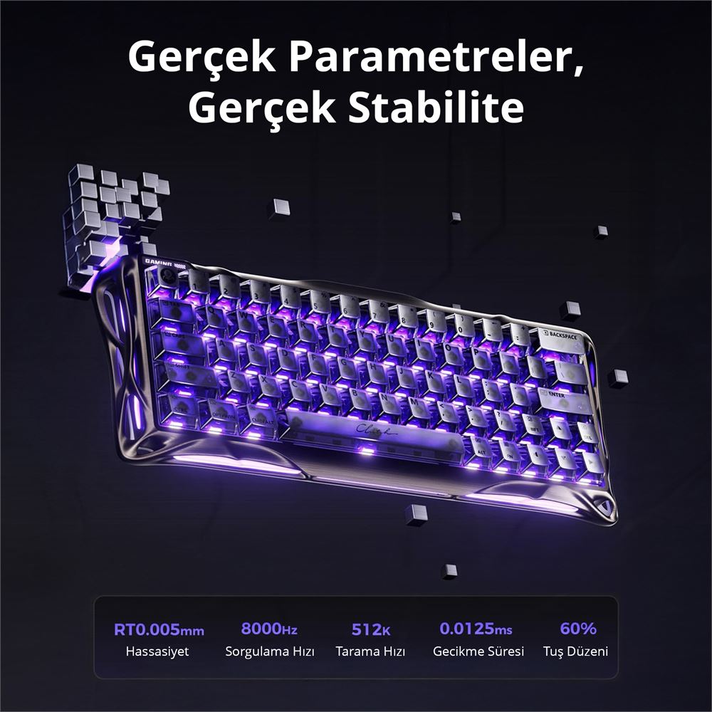 GravaStar V60 PRO クリアver Gravastar V60 Pro Manyetik Kablolu Gaming Klavye, XPro Kablosuz