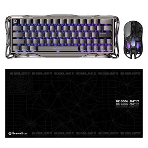 Gravastar V60 Pro Manyetik Kablolu Gaming Klavye, XPro Kablosuz Optik Mouse ve Mousepad Oyuncu Seti, GunMetal