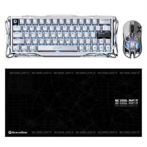 Gravastar V60 Pro Manyetik Kablolu Gaming Klavye, XPro Kablosuz Optik Mouse ve Mousepad Oyuncu Seti, Chrome Silver
