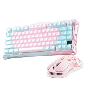 GravaStar Mercury K1 Lite Mekanik Gaming Klavye ve M1 Pro Kablosuz Optik Mouse Seti, Lumen Rose