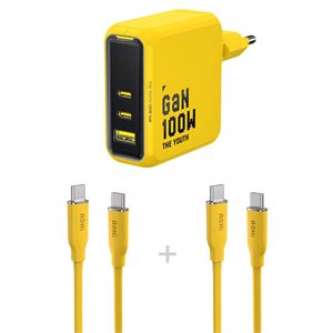 Aohi Youth 3 Portlu 100W Şarj Adaptörü, 2'li 140W Hızlı Şarj Kablosu Seti