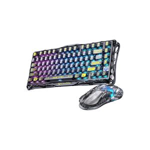 GravaStar Mercury K1 Lite Mekanik Gaming Klavye ve M2 Kablosuz Optik Mouse Seti, Transparent Black