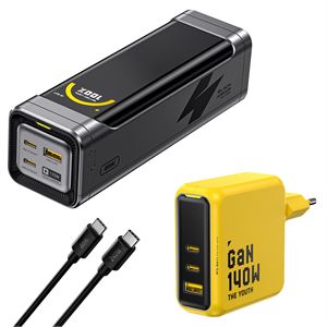 Aohi Black Warrior 25.200 mAh 170W Powerbank, Youth 3 Portlu 140W Şarj Adaptörü Seti
