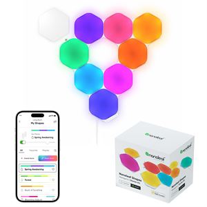 Nanoleaf Altıgen Akıllı RGBW Duvar Paneli Başlangıç Paketi App Kontrollü, 9 Parça, Beyaz, Google Home, Alexa, Razer Chroma, Apple Home Destekli