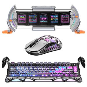 Gravastar K1 Pro Mekanik Gaming Klavye, XPro Kablosuz Optik Mouse ve Dijital Resim Çerçevesi Oyuncu Seti, Cyberpunk