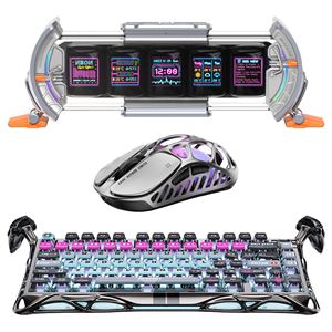 Gravastar V75 Pro Kablolu Manyetik Gaming Klavye, X Pro Kablosuz Optik Mouse ve Dijital Resim Çerçevesi Oyuncu Seti, Cyberpunk