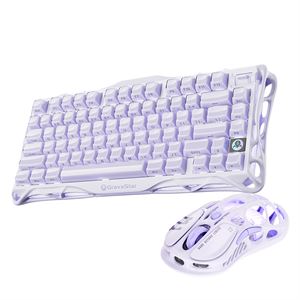 GravaStar Mercury K1 Mekanik Gaming Klavye ve M1 Pro Kablosuz Optik Mouse Seti, Lavender Purple