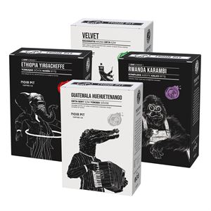 Noir Pit Coffee Co. Rwanda Karambi, Guatemala, Ethiopia ve Velvet Çekirdek Kahve 4x250 g