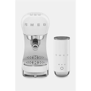 Smeg Espresso Kahve Makinesi Seti & Yeni Kompakt Süt Köpürtücülü, Beyaz