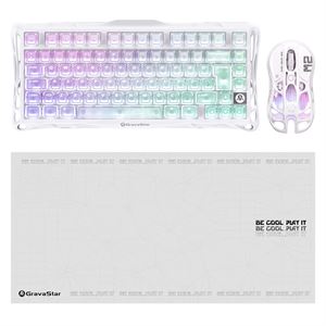 GravaStar K1 Lite Mekanik Gaming Klavye, M2 Kablosuz Optik Mouse ve Mousepad Oyuncu Seti, Crystal Aurora